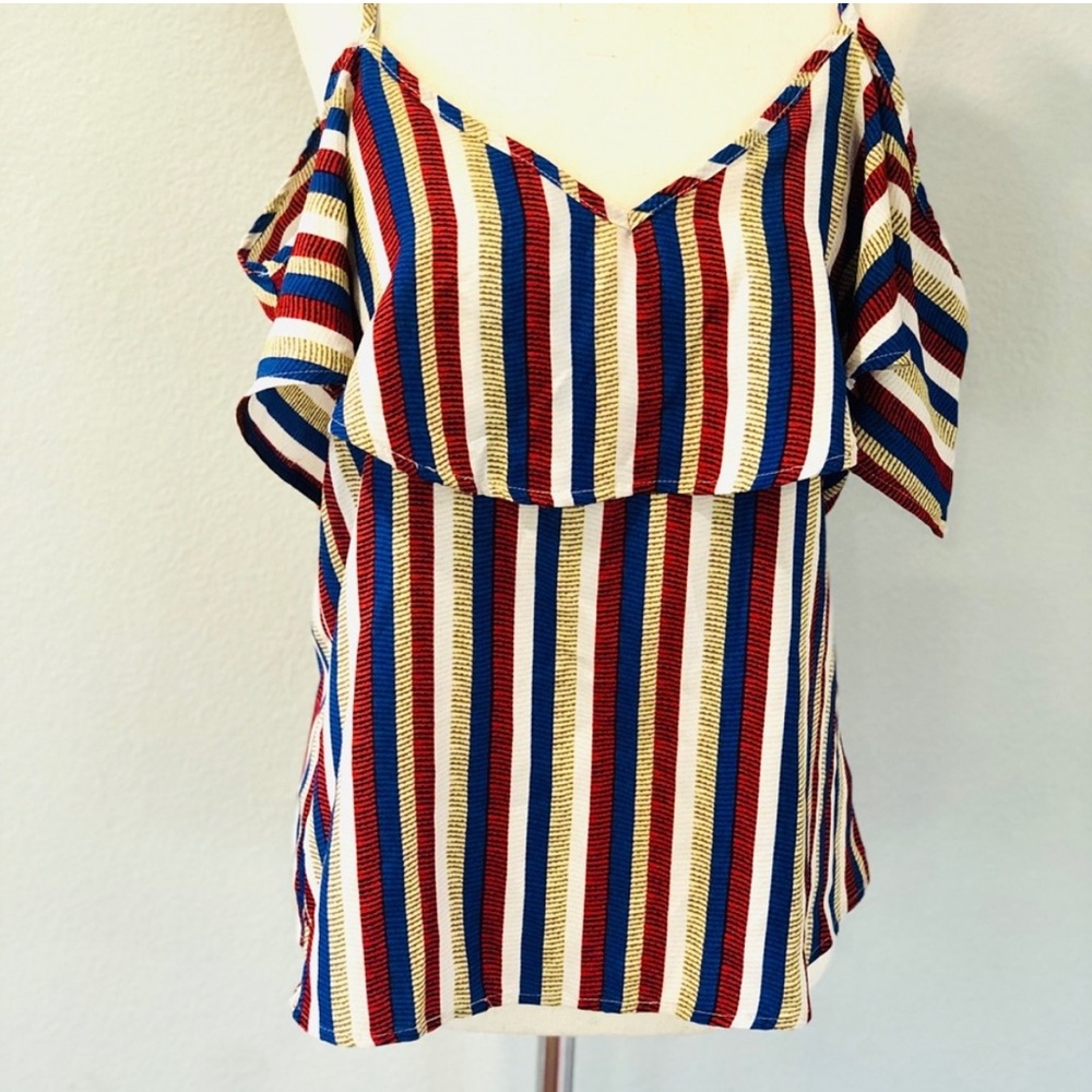 Striped Open Shoulder Blouse
